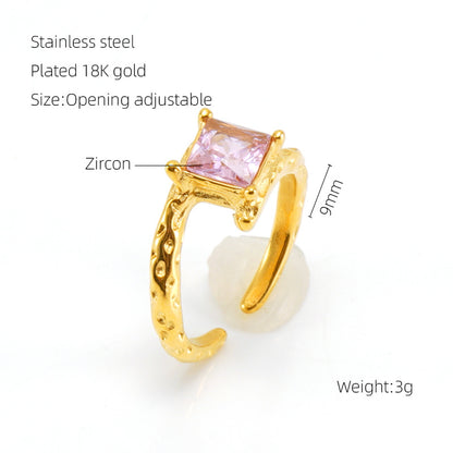 Anello pietra di luna geometrico irregolare