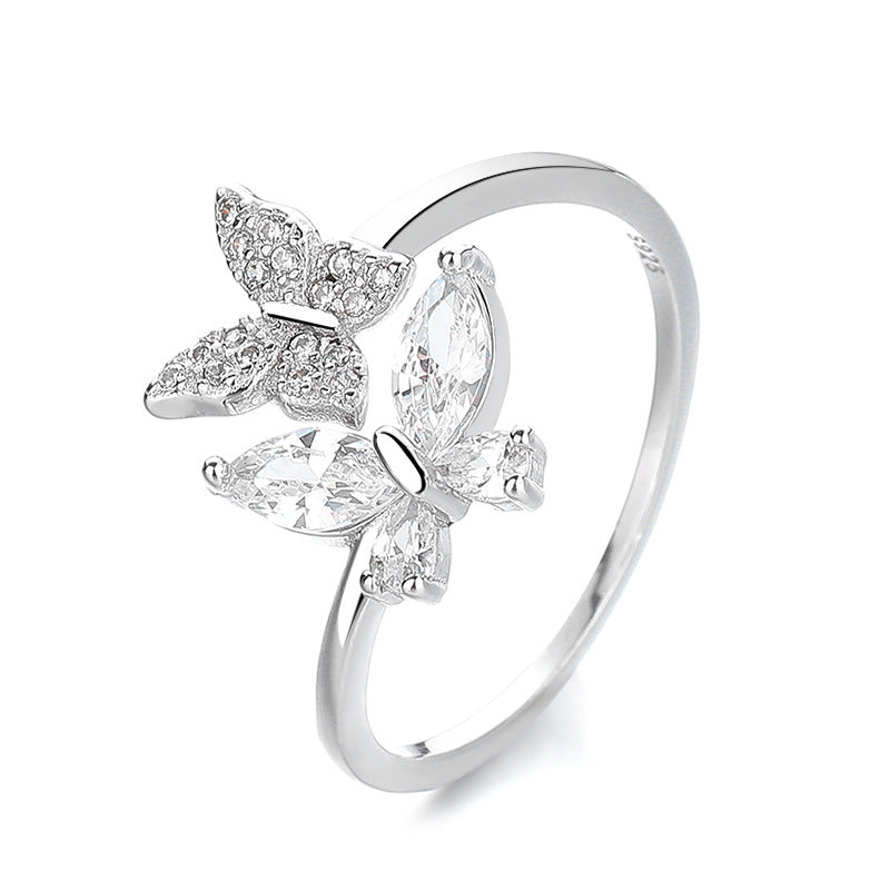 Anello farfalla argento aperto