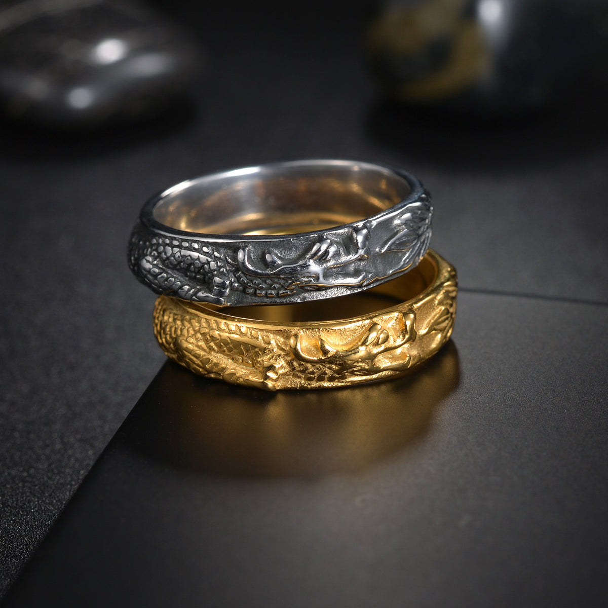 Anello drago titanio