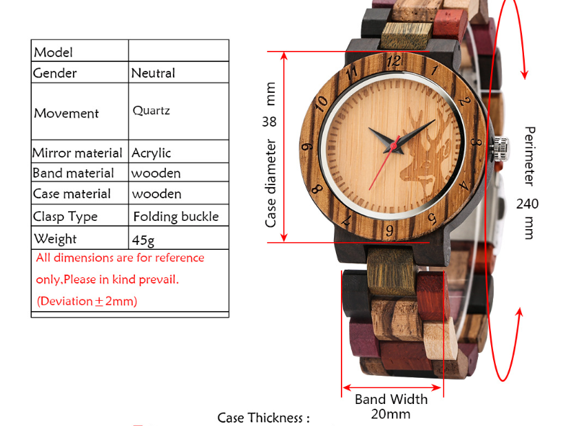Orologio in legno colorato al quarzo
