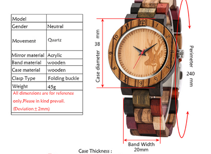 Orologio in legno colorato al quarzo