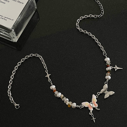 Collana farfalla ricamata