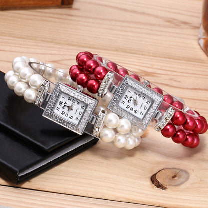 Orologio rettangolare perle