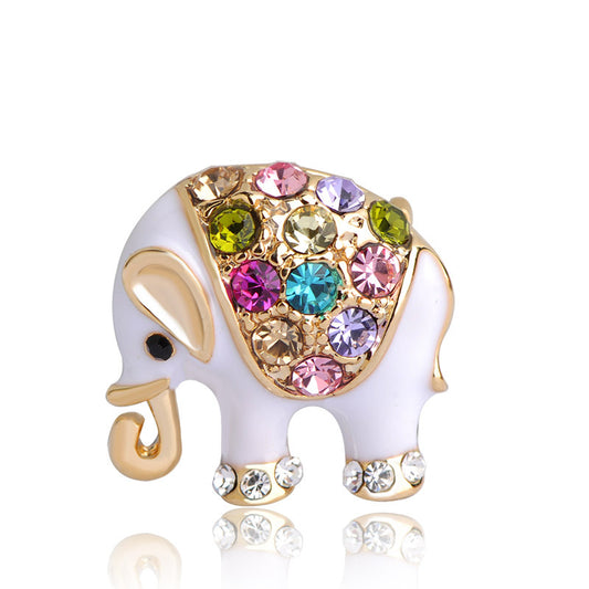 Spilla elefante strass colorato