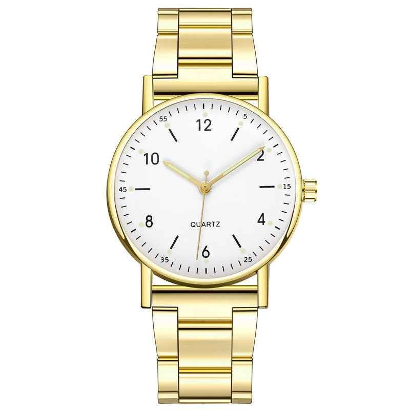 Orologio cinturino acciaio luminoso al quarzo