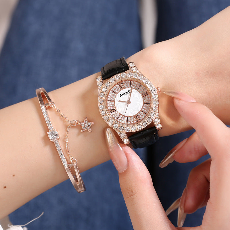 Orologio da donna con diamanti e numeri romani