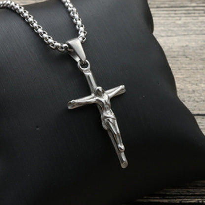 Collana croce acciaio punk