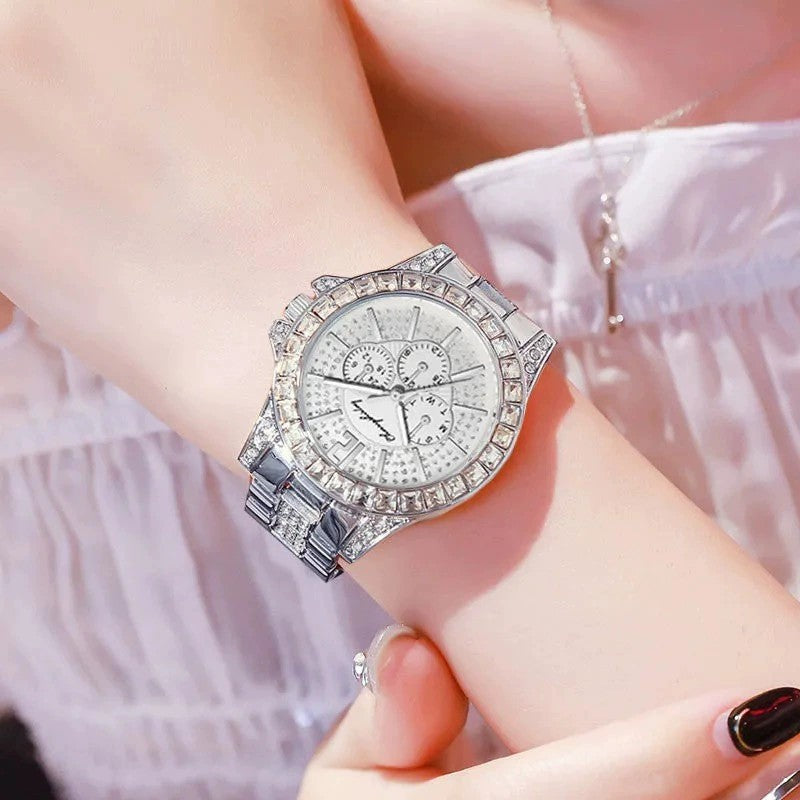 Orologio cronografo acciaio con diamanti