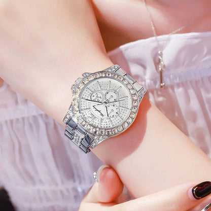 Orologio cronografo acciaio con diamanti