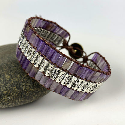 Bracciale ametista intrecciato cilindrico