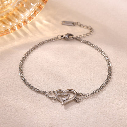 Bracciale cuore zirconi regolabile