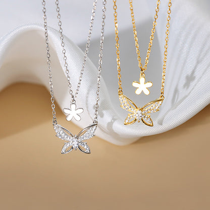 Collana farfalla fiore strass
