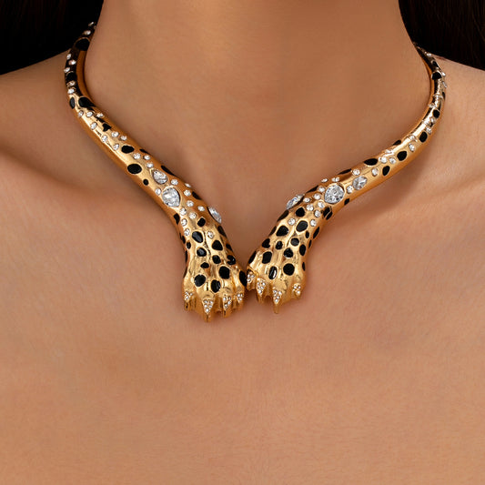 Collana leopardo e diamante