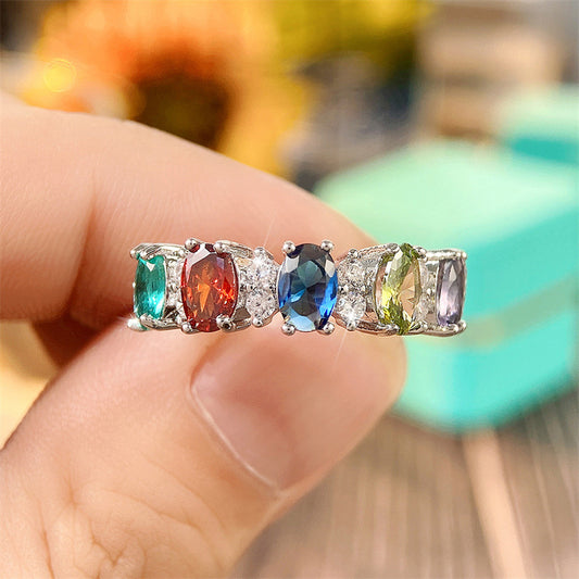 Anello zircone geometrico colorato