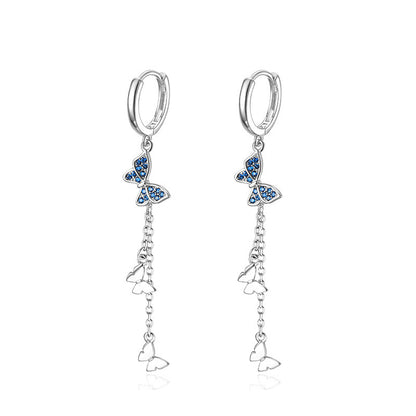 Orecchini farfalla nappa lunga argento 925