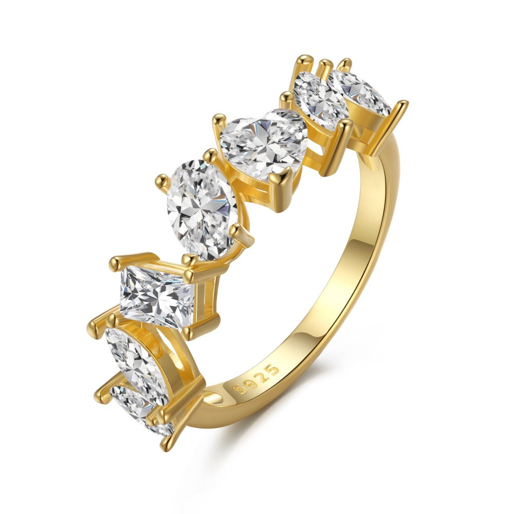 Anello argento geometrico con zirconi