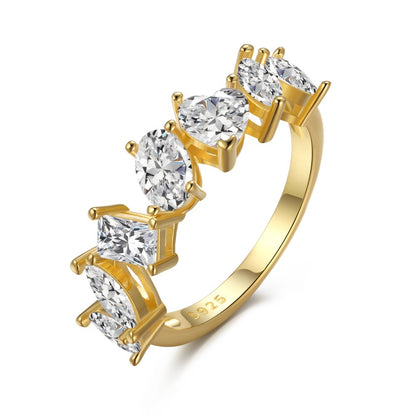 Anello argento geometrico con zirconi