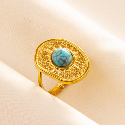 Anello geometrico retrò acciaio inox