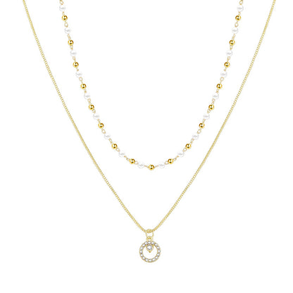 Collana anello doppia perla