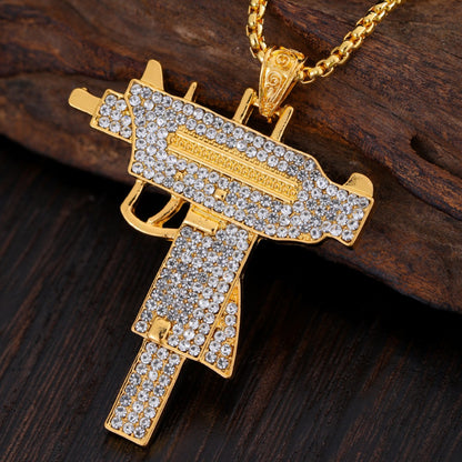 Collana pendente pistola strass