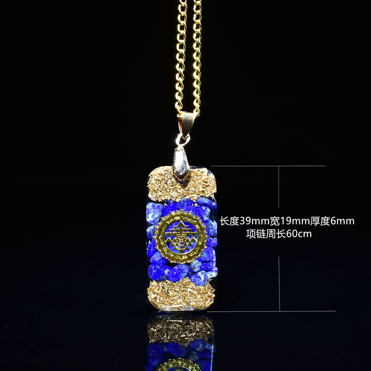 Collana pendente resina cristalli