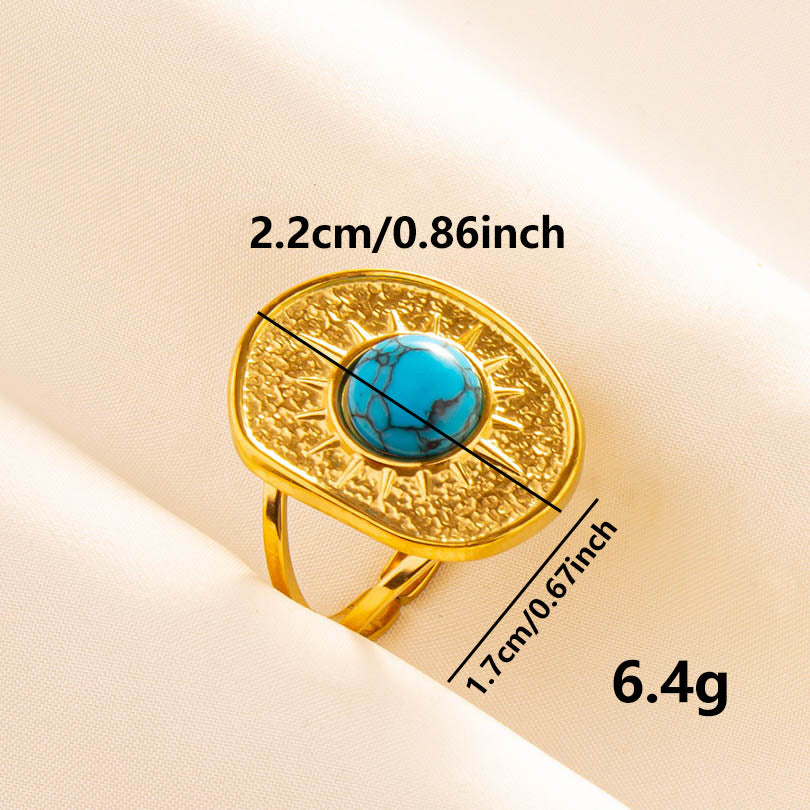 Anello geometrico retrò acciaio inox