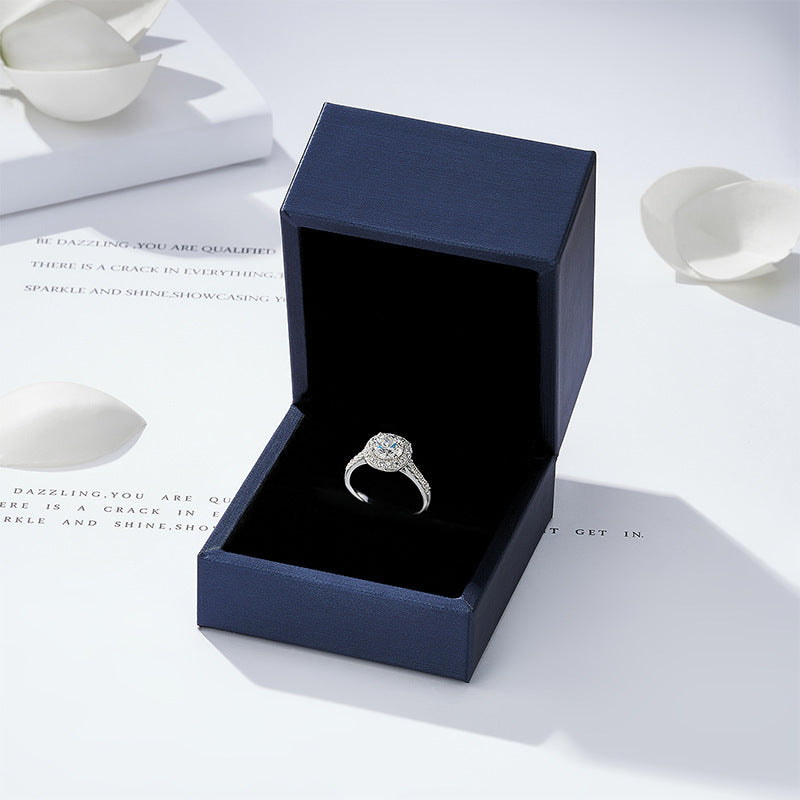 Anello argento moissanite cubica