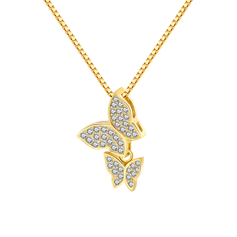 Collana farfalle doppie placcata oro