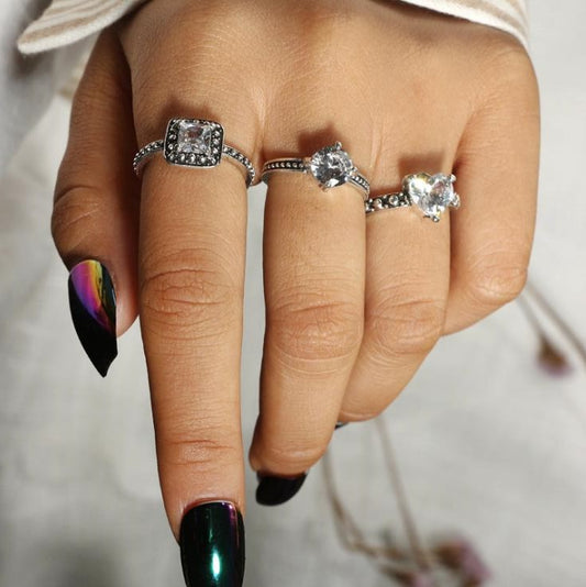 Set anelli cuore geometrici
