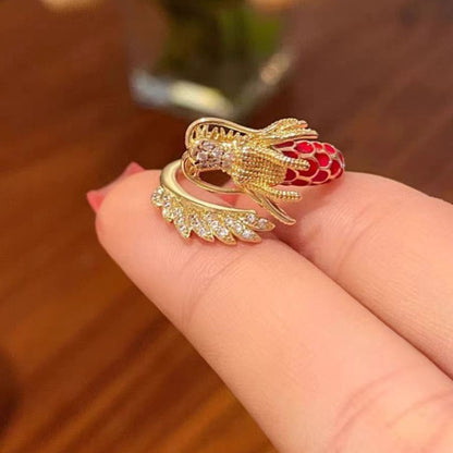 Anello aperto drago zodiaco