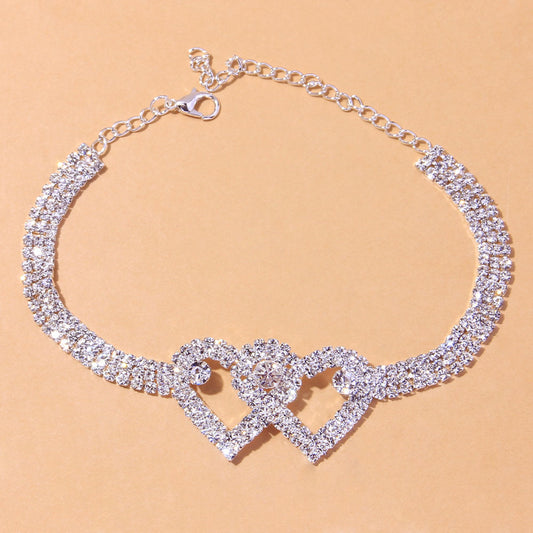 Cavigliera cuore strass