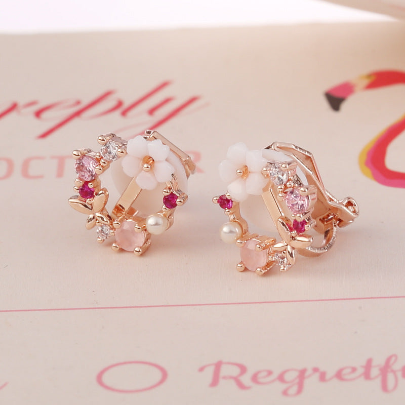 Orecchini clip fiore ghirlanda