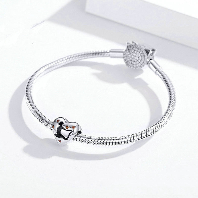 Braccialetto cuore argento con perline