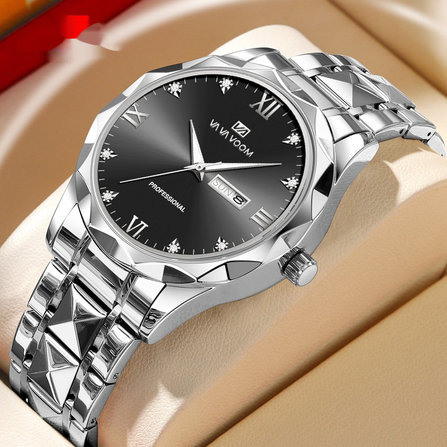 Orologio doppio calendario impermeabile in tungsteno