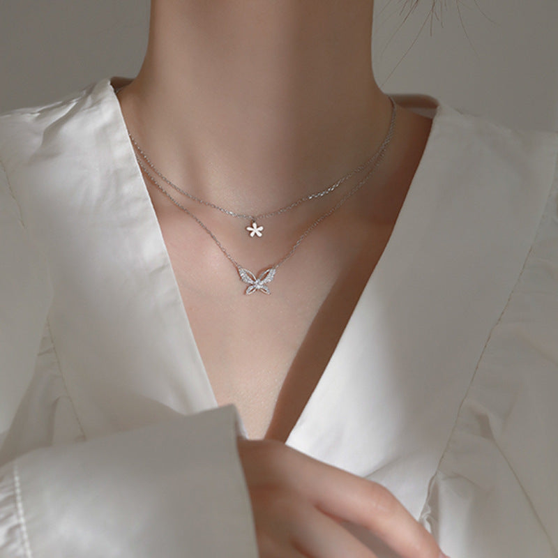 Collana farfalla fiore strass