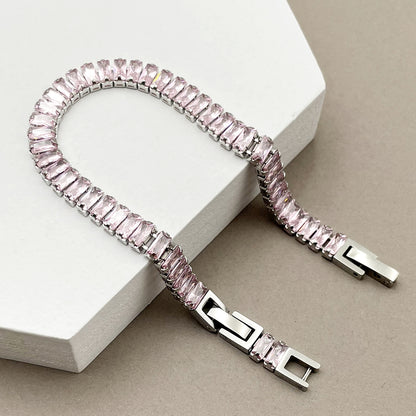 Bracciale acciaio zirconi colorati geometrico
