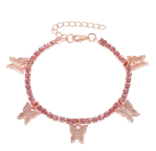 Cavigliera farfalla strass