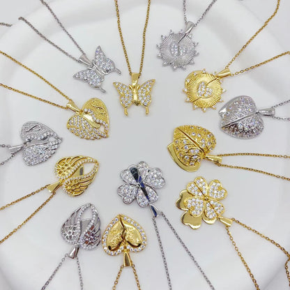 Collana acciaio titanio cuore farfalla girasole