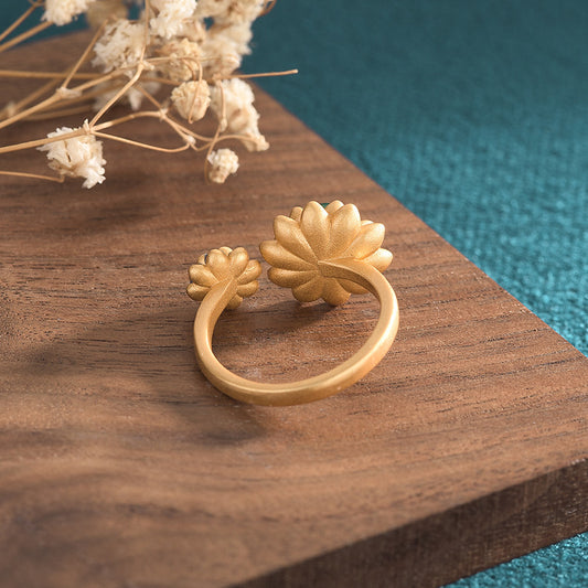 Anello loto smaltato stile cinese