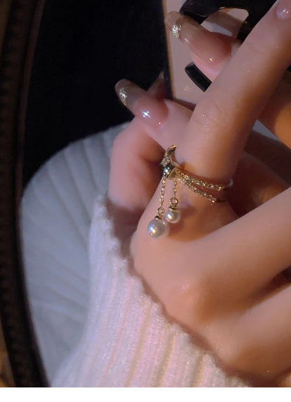 Anello perla barocca doppio strato
