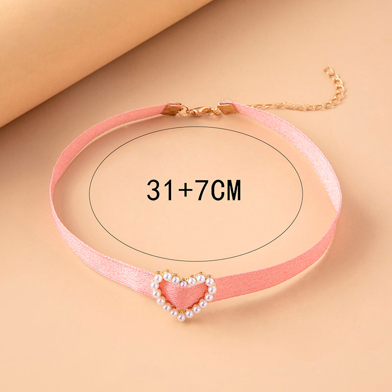 Collana Choker Charm Cuore Perla