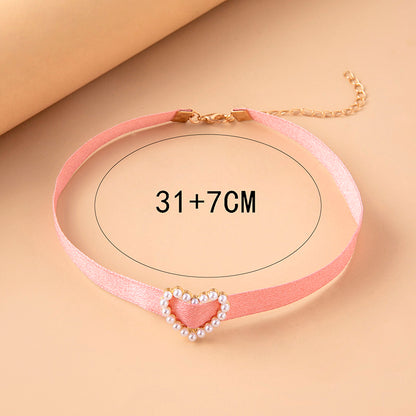 Collana Choker Charm Cuore Perla