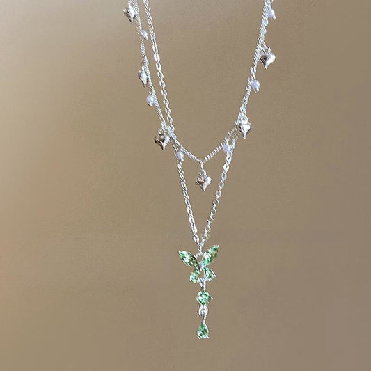 Collana farfalla doppio strato con nappa
