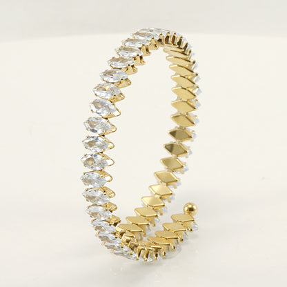 Braccialetto geometrico aperto con strass