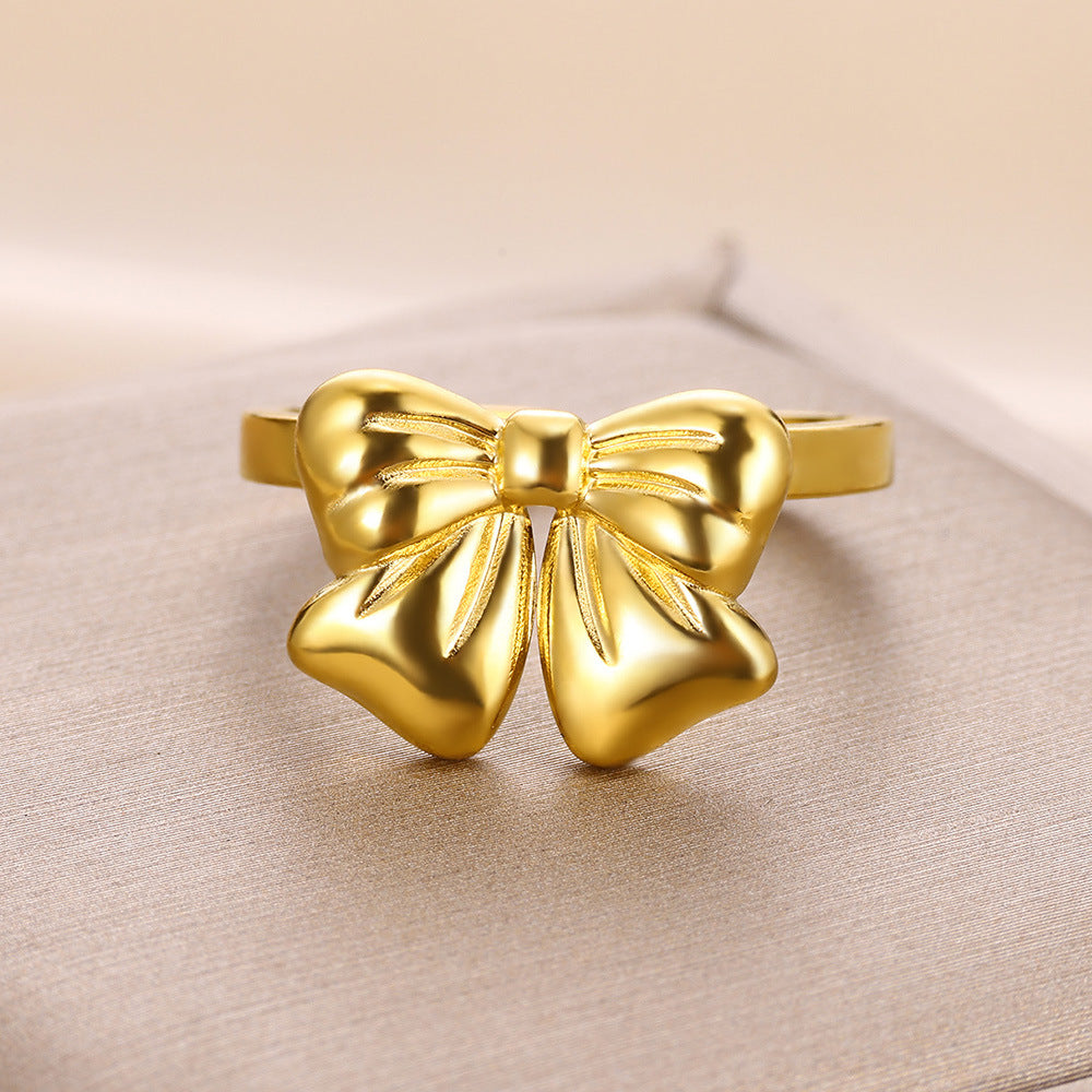 Anello acciaio titanio con fiocco