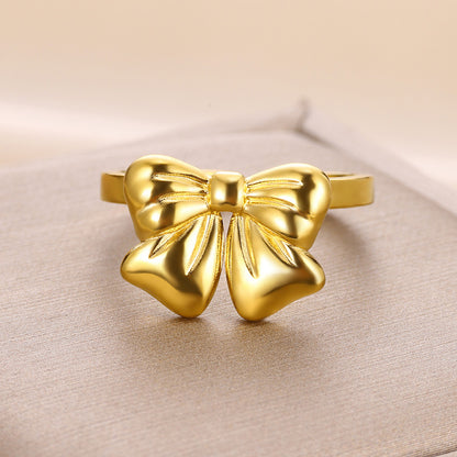 Anello acciaio titanio con fiocco