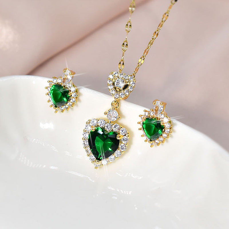 Collana cuore zircone verde
