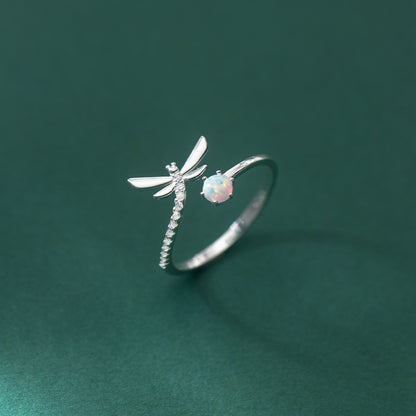 Anello libellula opale