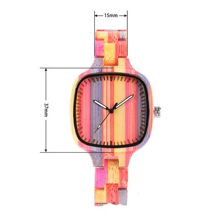 Orologio bambù multicolore