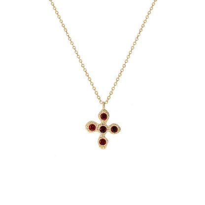 Collana con croce floreale in zircone